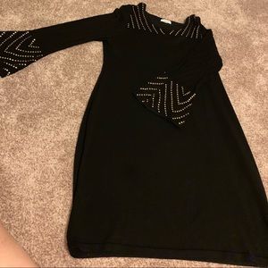 Cotton Black Dress with gold studs